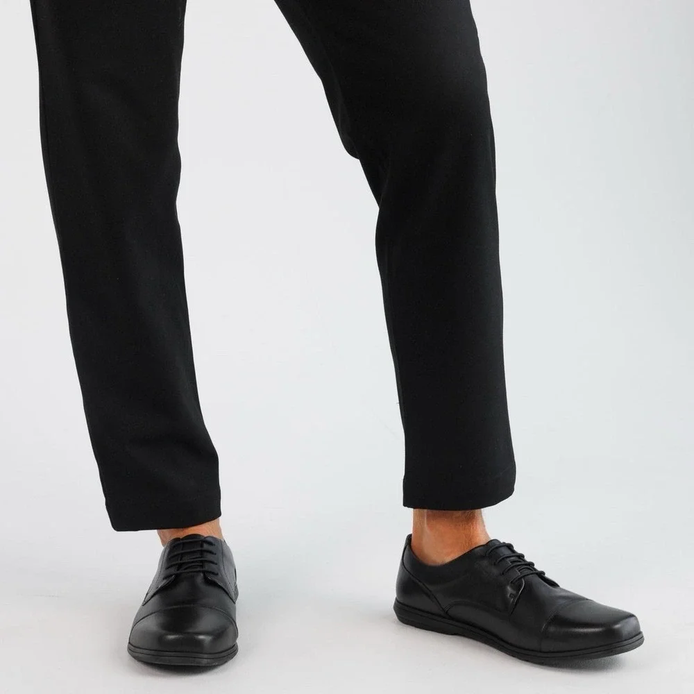 Birchbury Brenston Shoes Men's 15 Black Leather Barefoot Minimalist Derby Oxford